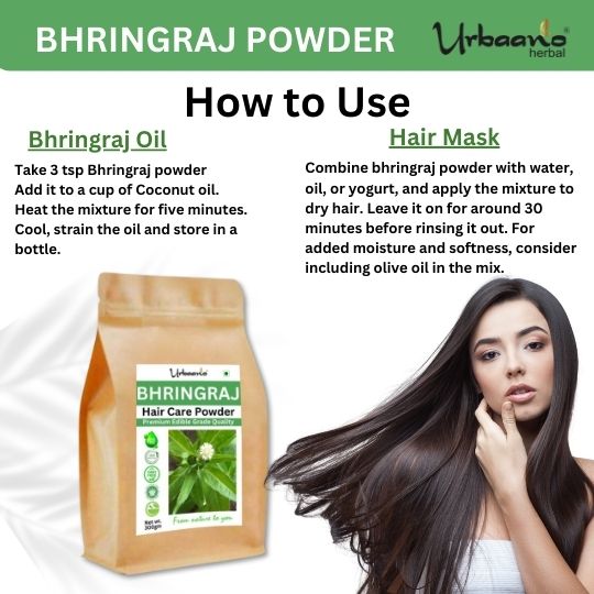 Pure Organic Bhringraj Powder, Eclipta alba for Hair Growth, Hair Mask