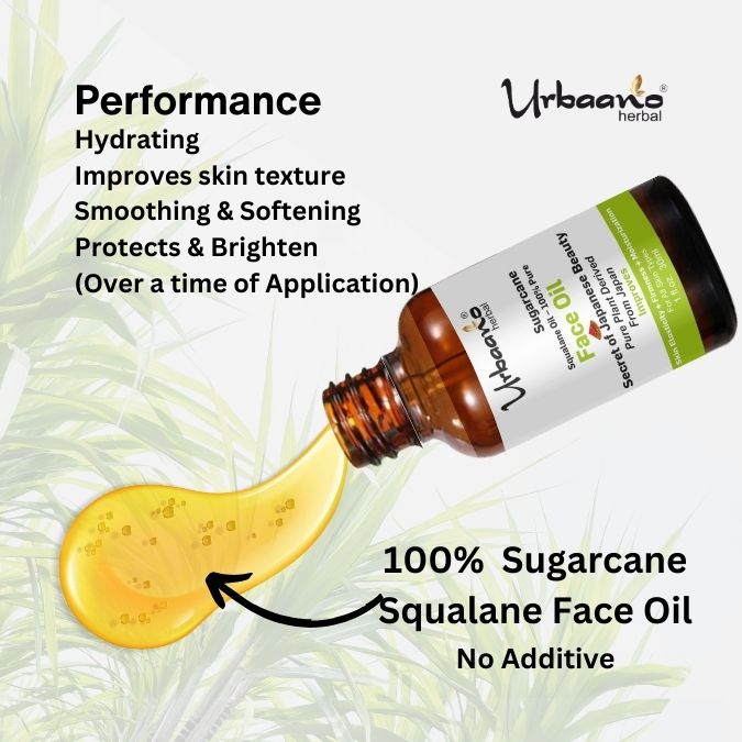 Sugarcane Squalane 100% (Plant Derived) Super-Lightweight Face Oil | Improves Skin Hydration, Moisturization & Reduces Fine Lines